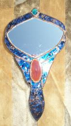 stained glass agate hand mirror