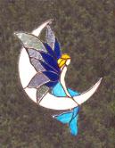Mermaid on moon stained glass