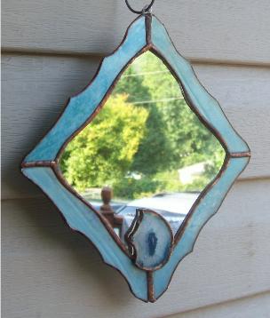 stained glass agate slab mirror