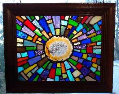 mosaic agate stained glass frame