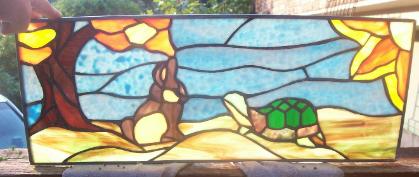 bunny rabbit turtle window panel