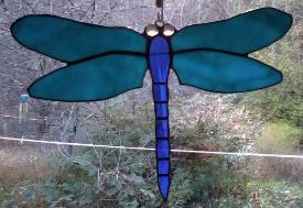 stained glass dragonfly blue