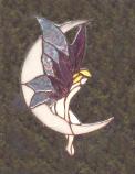 Fairy on moon stained glass