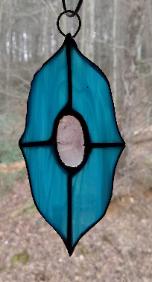 rose quartz stained glass suncatcher
