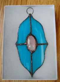 rose quartz stained glass suncatcher