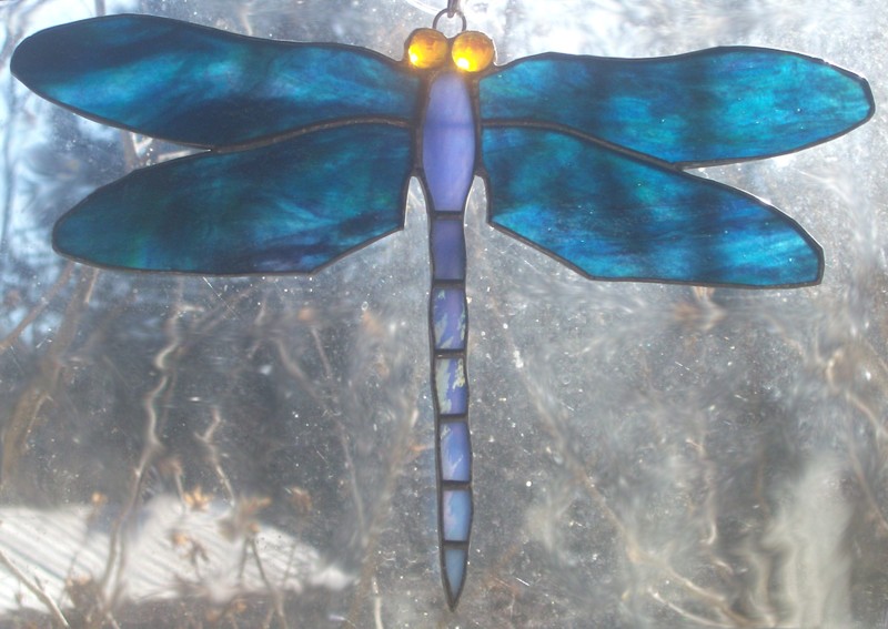 Mosaic Pattern - 16&quot; Hex - Dragonfly/Lotus - Glass Crafters